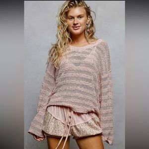 POL Pale Pink Loose Knit Sweater Top